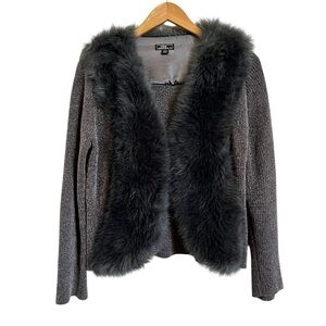Lisa International faux fur knit sweater/ blazer size small
